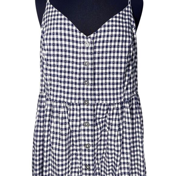 ModCloth Women’s 2X Navy Check Maxi Dress Cotton Button Front Sleeveless Casual - Picture 4 of 9